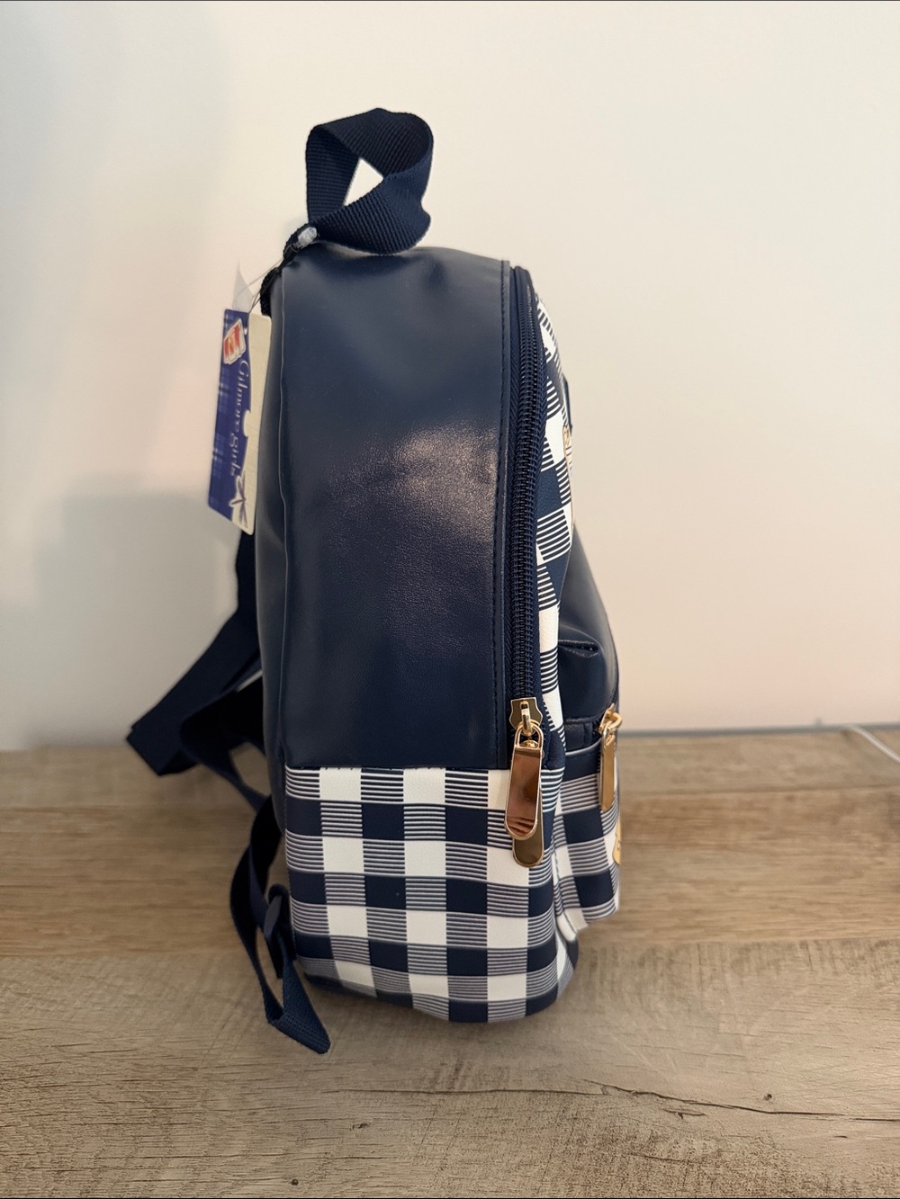 Warner Bros. Gilmore Girls Navy and White Checkered Mini Backpack - Picture 3 of 6
